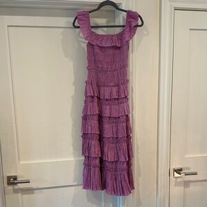 Sea New York Purple Tiered Midi Dress